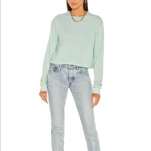 JOHN ELLIOTT Jersey Long Sleeve Cropped Tee in Mint